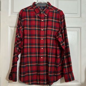 Daniel Cremieux Classics 100% Cotton Red Plaid Long Sleeve Shirt
